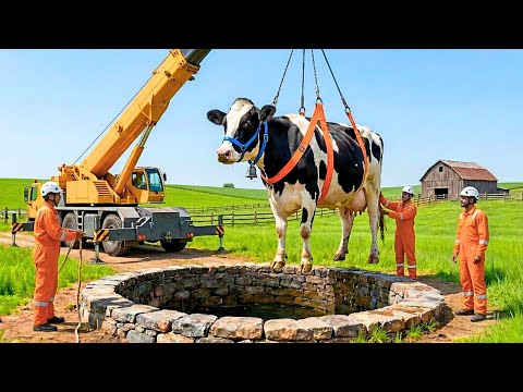 Rescue Team Saves Trapped Cow From Deep Well Thanks to Smart Dog & Heavy Crane🐕‍🦺 | Wildlife Rescue