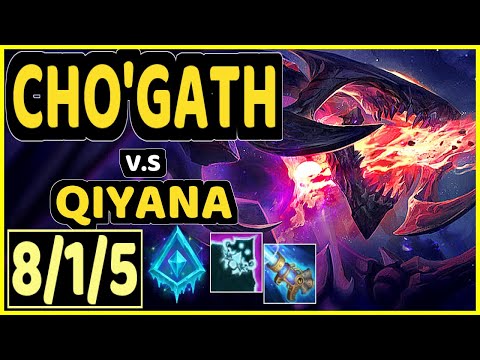 GLACIAL AUGMENT CHO'GATH - BJERGSEN (CHO'GATH) vs QIYANA - 8/1/5 KDA MID CHALLENGER GAMEPLAY - NA