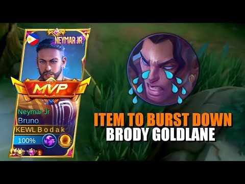 ITEM TO BURST DOWN BRODY GOLDLANE!! BRUNO HIGH DAMAGED HACK!!! | BRUNO BEST BUILD AND EMBLEM - MLBB