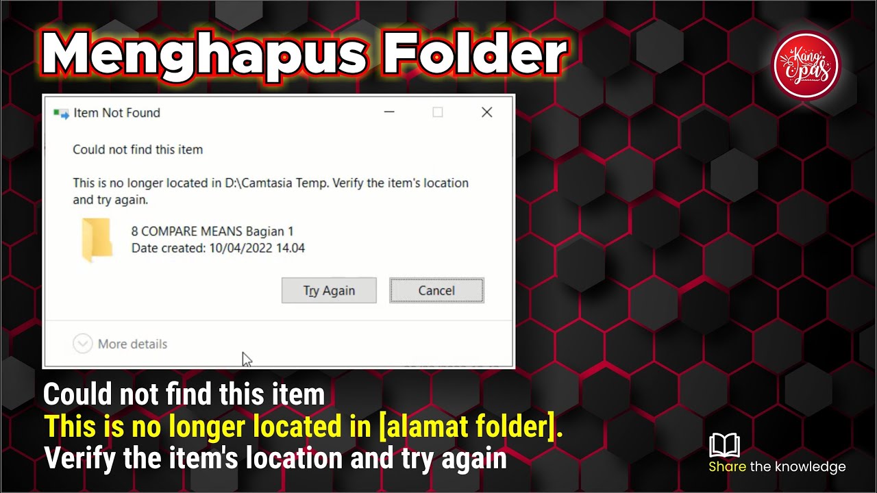 Menghapus Folder Could not find this item. This is No Longer located Files for Error.