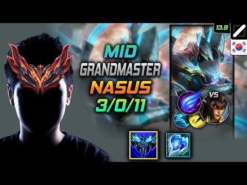 GrandMaster Mid Nasus Build Everfrost Phase Rush - Nasus Mid vs Cassiopeia - LOL KR 13.9