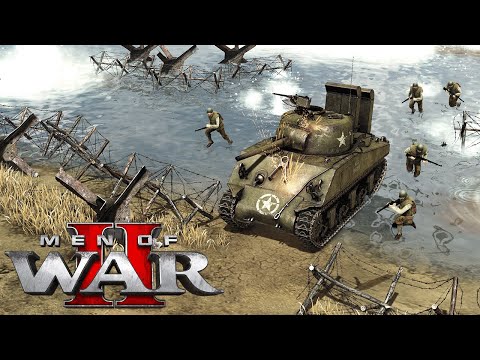 Storming the Beaches of Normandy - Men of War 2 Gameplay