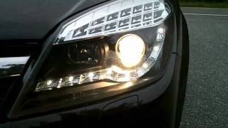 Přední světlomety, světla, lampy Opel Astra H, 2004-2009, LED Daylight, černé black + LED blinkr