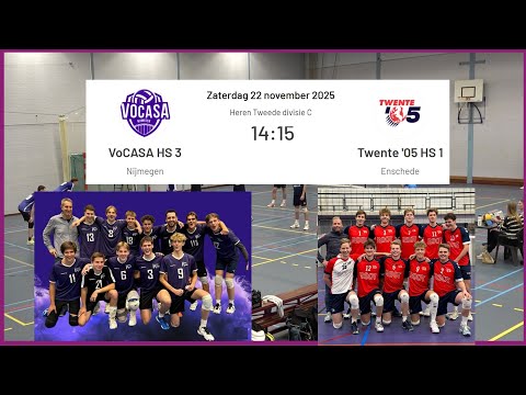 VoCASA HS 3 - Twente '05 HS 1 (22 nov 2025, 14.15u) Tweede Divisie Heren Volleybal
