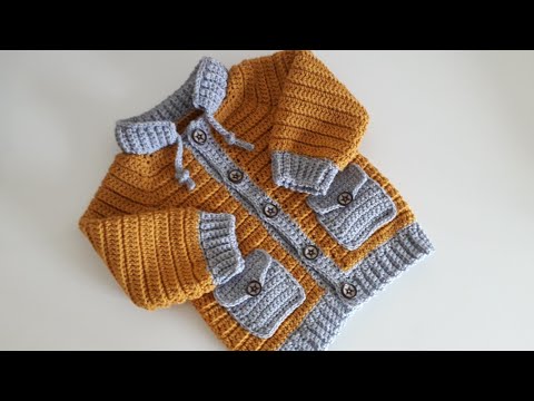 Crochet #37 How to crochet boys jacket with pockets Part 2