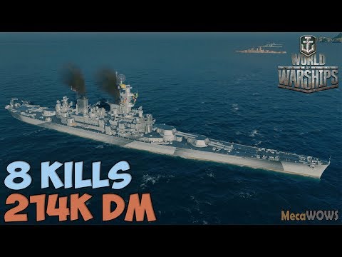 World of WarShips | Georgia | 8 KILLS | 214K Damage - Replay Gameplay 4K 60 fps