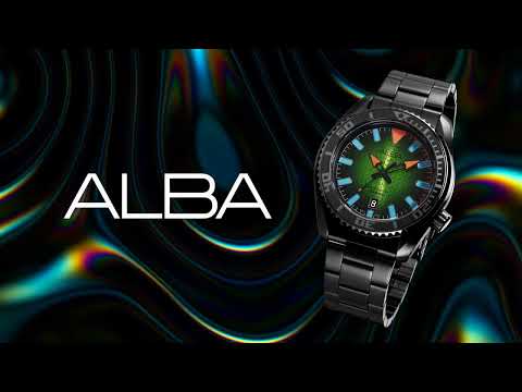 Alba Active AS9N93X1 Tokyo Neon Gradation Patterned Dial Black Stainless Steel Strap-1