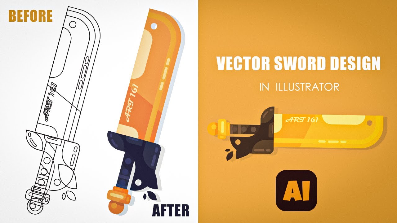 Illustrator Beginner Tutorial - Vector sword design