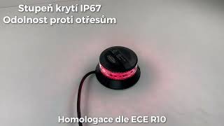 Robustný modro-červený LED maják, čierny hliník, 36W, ECE R10