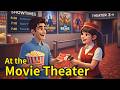 English Listening Practice: Movie Theater Conversation with Sam and Mina