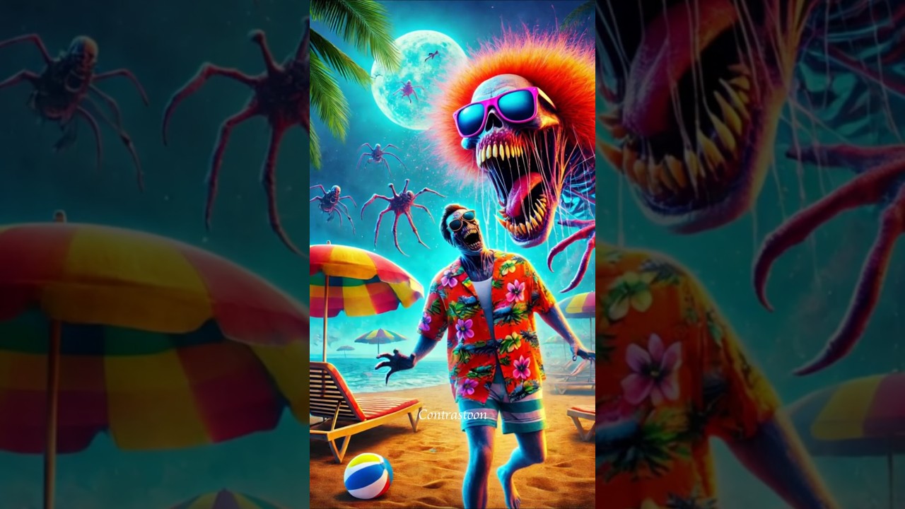 ✨ Evolution of Vacation: Beach party gets extra wild. #horror   #anime  #alien   #scary