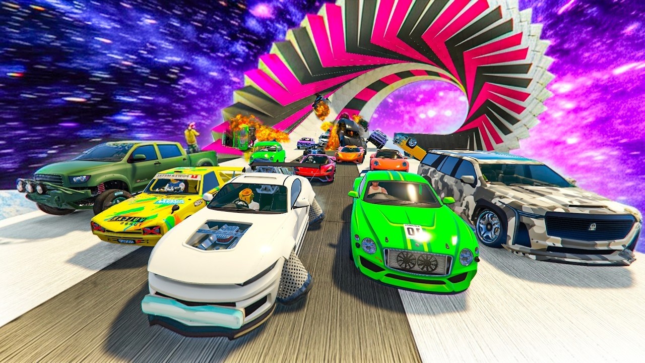 EL ÚLTIMO EXPLOTA CON COCHES ALEATORIOS! ACROBACIA LOCA!! - GTA 5 ONLINE