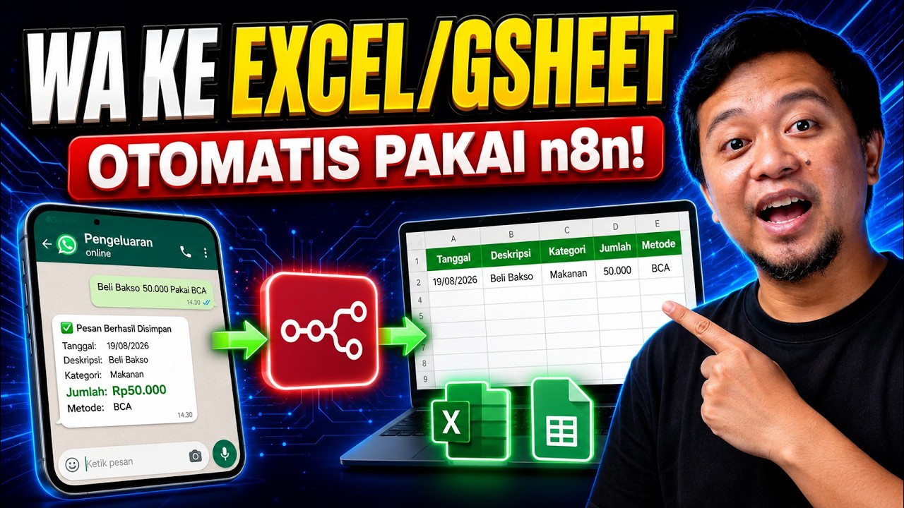 BYE BYE CODING! Buat System Input Data Dari WA Ke EXCEL ATAU GOOGLE SHEET Dengan n8n