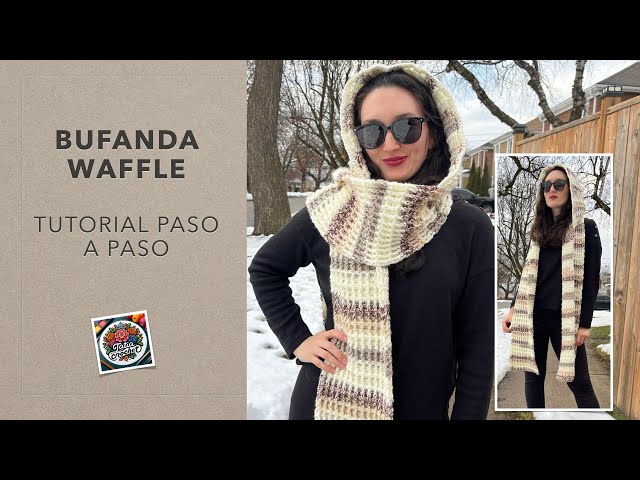 Vídeo relacionado con Loowoko Bufanda hombre mujer invierno, Bufanda larga clásica de tejido waffle con acabado en cuero genuino 180 * 30cm, Regalo para hombre mujer