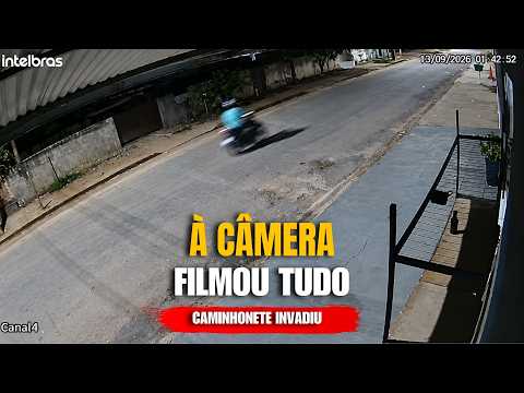 Câmera flagrou tudo: Caminhonete invade preferencial e bate em moto