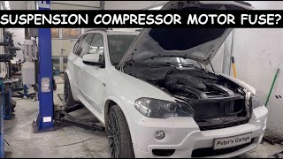 BMW X5 E70 Suspension compressor motor fuse relay location replacement