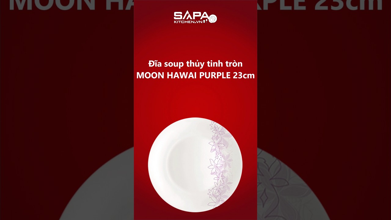 Đĩa soup thủy tinh tròn Moon - Hawai Purple 23 cm