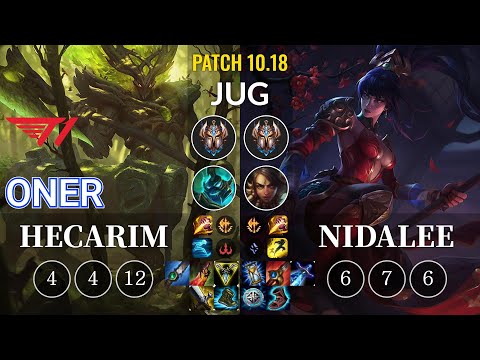 T1 Oner Hecarim vs Nidalee Jungle - KR Patch 10.18