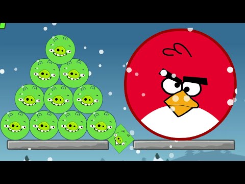 Angry Birds Kick Out Green Pigs - ALL TINY ROUND AND SQUARE PIGGIES GOT FORCED BY ONE GIANT BIRD!