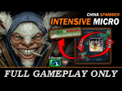 china spammer INTENSIVE MICRO, back and forth plays to get an ULTRA KILL - Full Gameplay Meepo #334