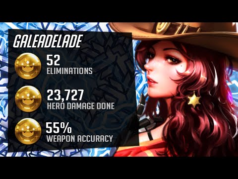 Gale Top 500 Hitscan Main McCree - 52 elims! 23k DMG! [ Overwatch Season 27 Top 500 ]