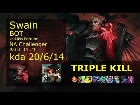 Swain Bot vs Miss Fortune - NA Challenger 20/6/14 Patch 11.21 Gameplay