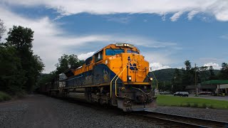 90Z Herzog Ballast train in Nanticoke, Pa with NS 1071 Central Railroad of New Jersey Heritage