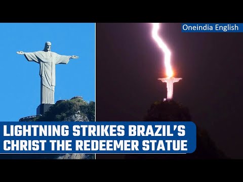 Christ the Redeem statue in Brazil hit by lightning, pic goes viral | Oneindia News