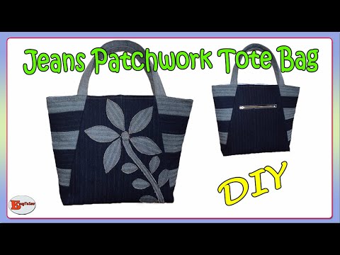 DIY PATCHWORK JEANS TOTE BAG | HOW TO SEW A PATCHWORK...