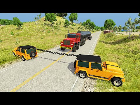 Cars vs Chained Cars Crashes 11 - BeamNG.Drive | BeamNG High Speed