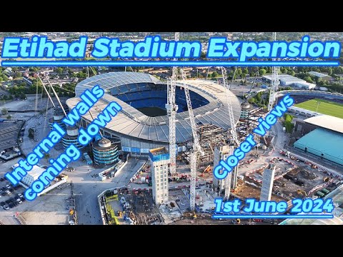 Etihad Stadium Expansion - 1st June 2024 - Manchester City FC - Close up drone footage #bluemoon