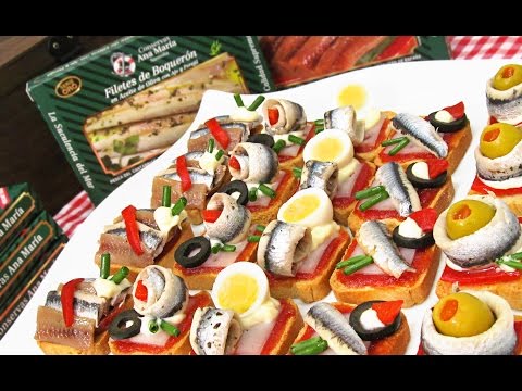 Canapés variados fríos originales fáciles y rápidos con boquerones