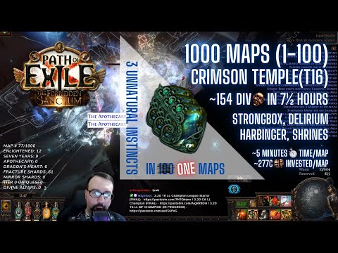 [PoE 3.20] 1000 Juiced MAPS #1-100 - Magic Finding on Crimson Temple (cumulative 20div per hour)
