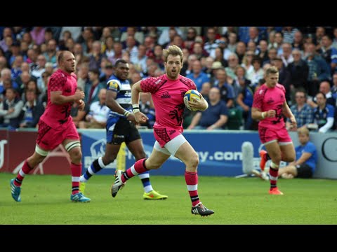 Seb Jewell finishes London Welsh counter attack try vs Bath