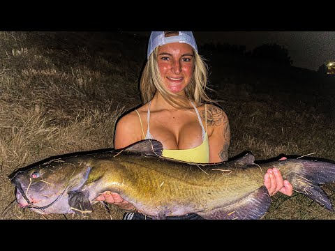 Angeln in einem versteckten städtischen Teich nach großen Welsen!! (Minnow Balls!!)