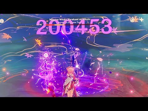Yae (C6/R1) E Damage Showcase - 200K vs L90 Stunned Magatsu Mitake Narukami no Mikoto