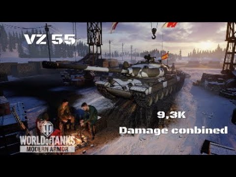 VZ 55 in Rio perla:9,3K Damage conbined :Wot console - World of Tanks console