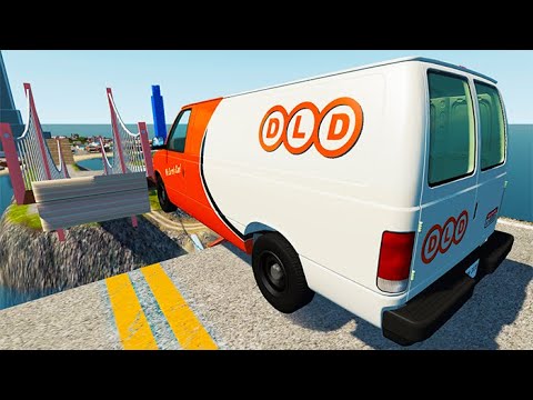 Broken Bridge Car Jumping Over Water - BeamNG drive