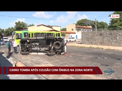 Carro tomba apoÌs colisaÌƒo com oÌ‚nibus na zona norte 15 10 2021