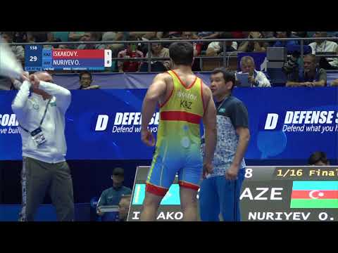 1/16 GR - 97 kg: Y. ISKAKOV (KAZ) v. O. NURIYEV (AZE)