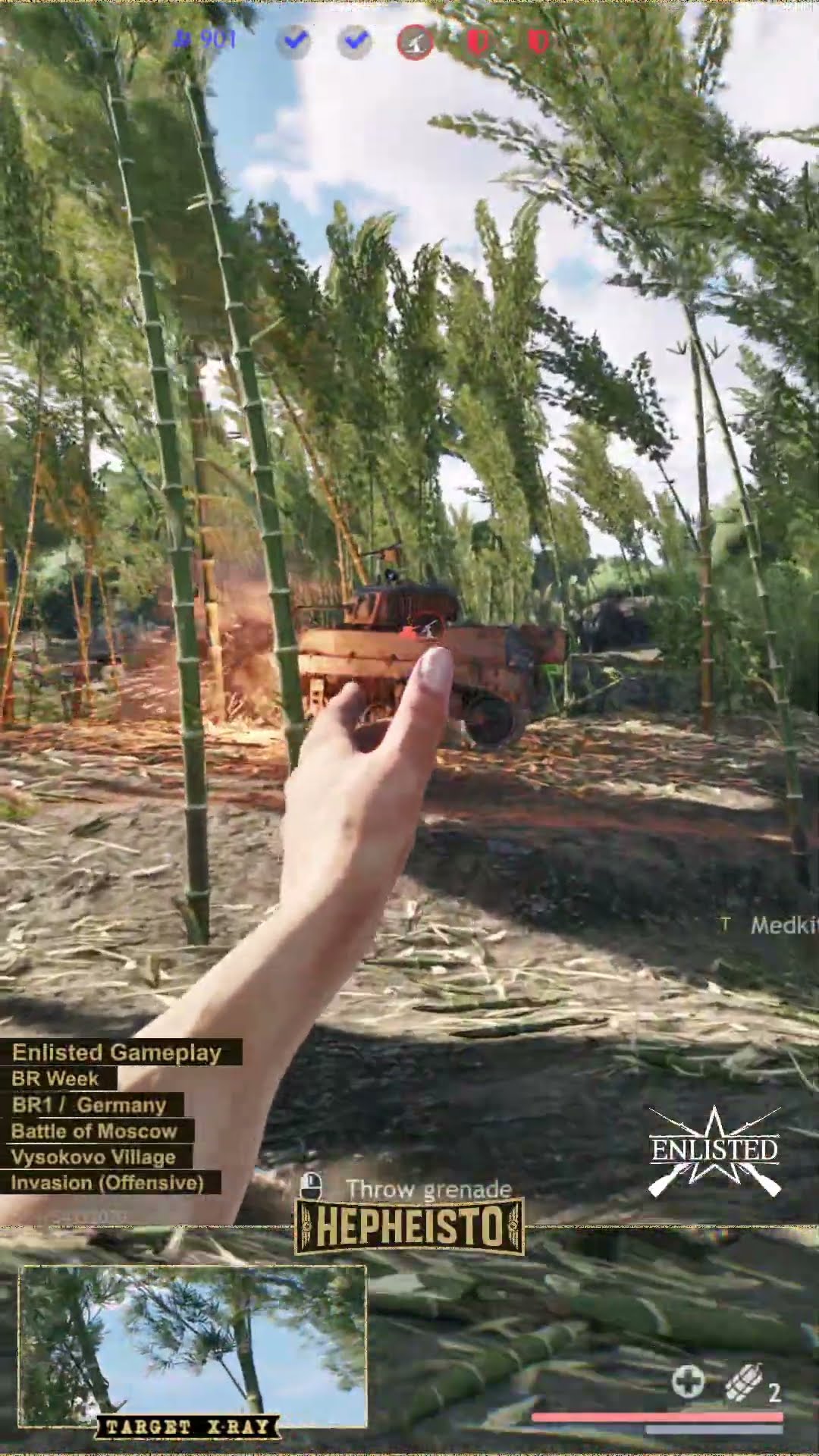 Rifleman eliminates Tank M5A1 with Explosion Pack