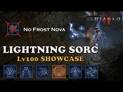 Diablo4 Lightning Sorcerer Showcase (Chain Lightning + Charged Bolts) -  Tier 74+ Dungeon