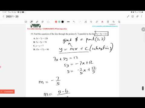 JAMB Mathematics 2020 Solutions Q1 to Q20