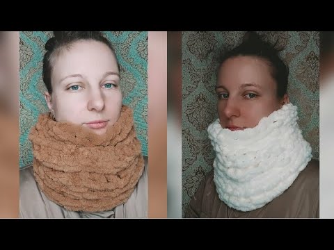 Снуд из Ализе пуффи Alize Puffy. Вязание для начинающих. Нужно 30 минут и 1 моток!!