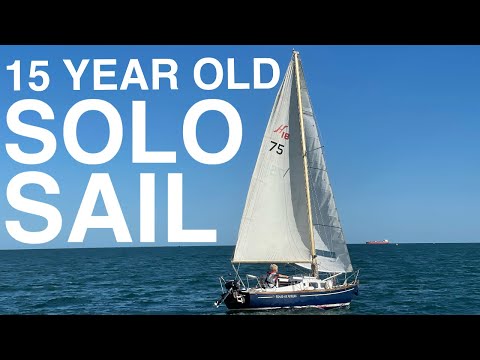 15 YEAR OLD SOLO SAIL on 50 YEAR OLD sailboat. Hurley 18