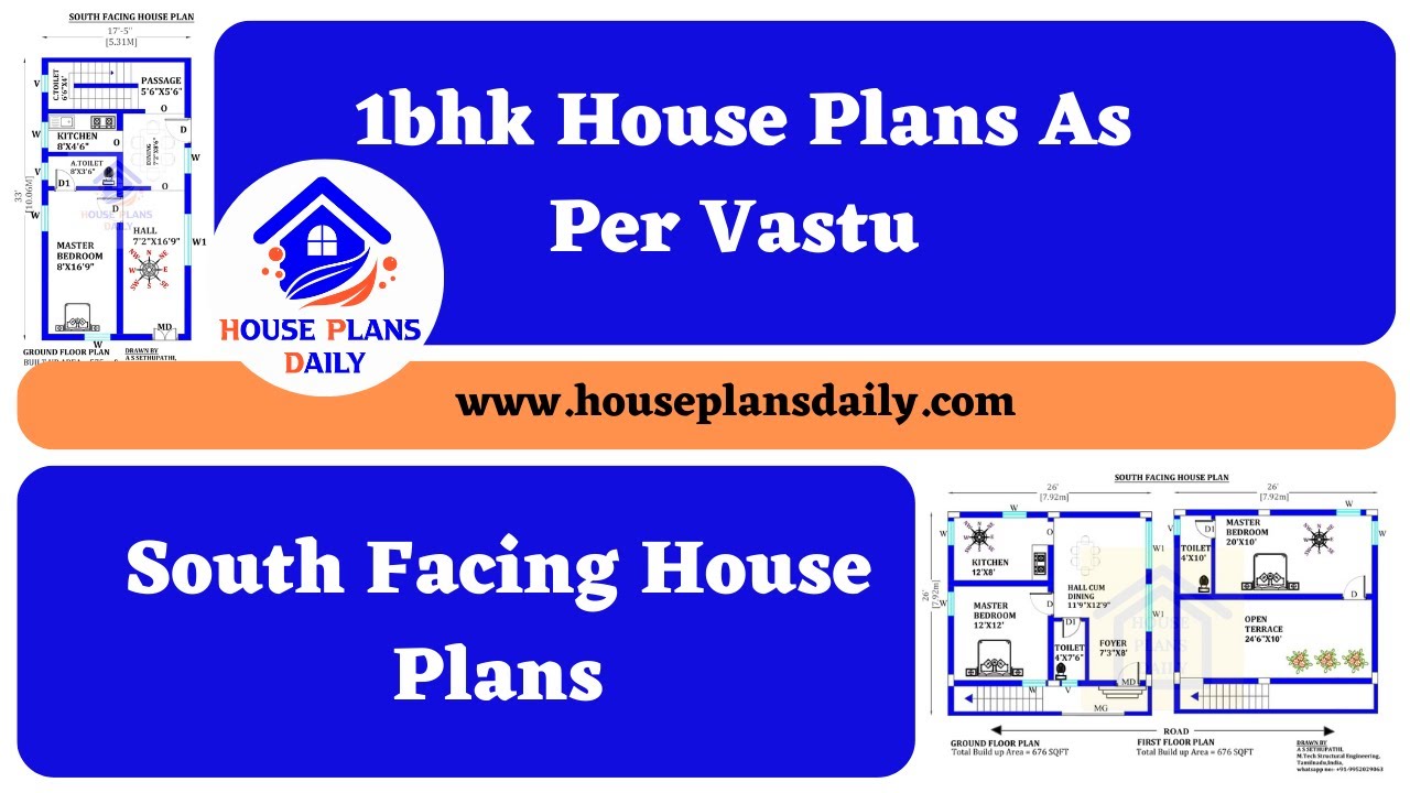 1bhk House Plans As Per Vastu | South Facing House Plans