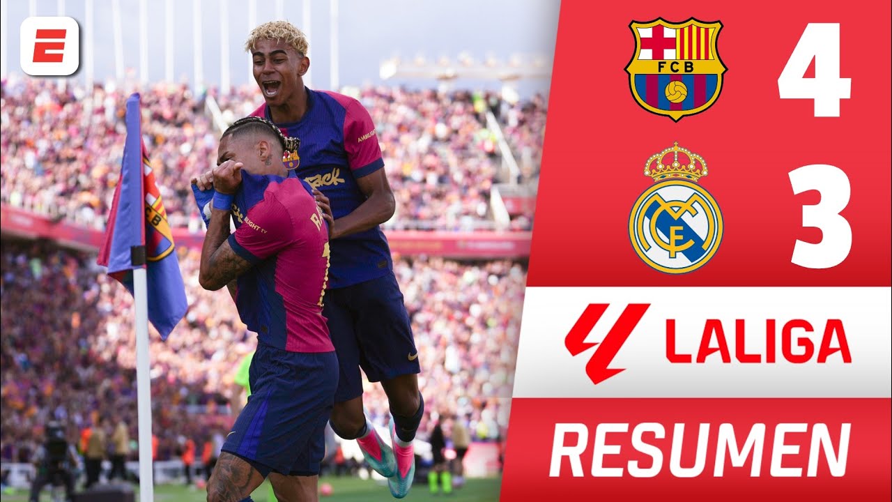 BARCELONA SENTENCIA LA LIGA al GANAR EL CLÁSICO 4-3 vs REAL MADRID. HAT TRICK DE MBAPPÉ | RESUMEN