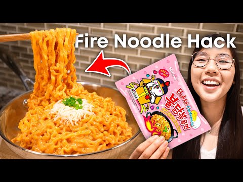 3-Ingredient Creamy Fire Noodle HACK 🔥 (TikTok’s Milk Instant Ramen)
