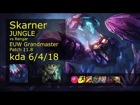 Skarner Jungle vs Rengar - EUW Grandmaster 6/4/18 Patch 11.8 Gameplay