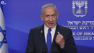 Statement by PM Netanyahu (עדכוני משרד ראש הממשלה) - התמונה מוצגת ישירות מתוך אתר האינטרנט יוטיוב. זכויות היוצרים בתמונה שייכות ליוצרה. קישור קרדיט למקור התוכן נמצא בתוך דף הסרטון